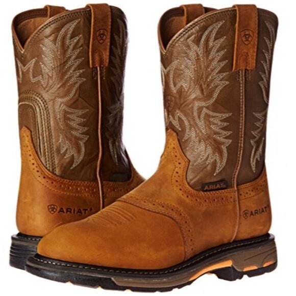 Ariat Men’s Workhog 10.5 D Medium Brown Leather Work Boots Electrical Soft Toe - Picture 12 of 12